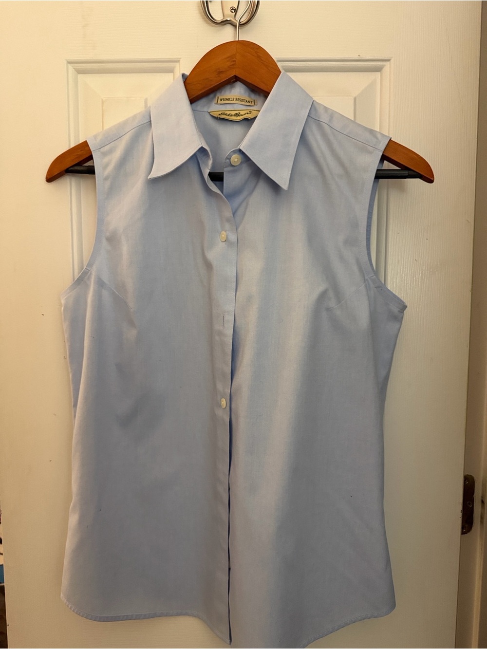 Vintage Eddie Bauer Sleeveless Light Blue Button-Front Shirt